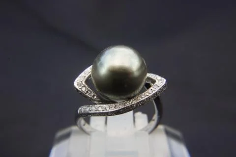 Black pearl ring Stock Photos