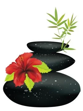 Black pebble with flower 스톡 일러스트