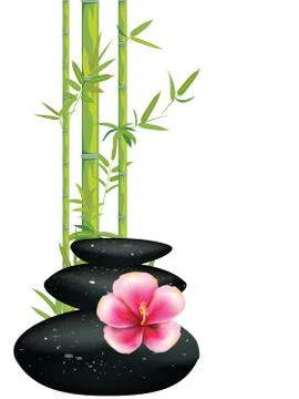Black pebble with flower Ilustração Stock