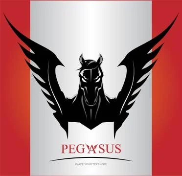 Black Pegasus Horse Head Stock Illustration