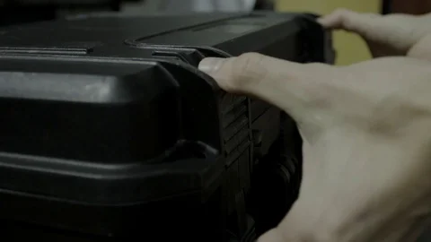 Black peli case opened and closed Stock Footage 103141243