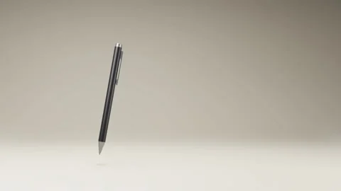 Black Pen Spinning on Studio Gray Background Stock Footage 234413275