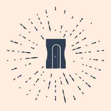 Black Pencil sharpener icon isolated on beige background. Abstract circle random 스톡 일러스트