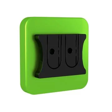 Black Pencil sharpener icon isolated on transparent background. Green squar.. Stock Illustration