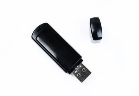Black Pendrive Isolated on White Background. Portable Flash Drive Pen Drive Stock Photos