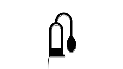 Black Penis pump icon isolated on white background. Penis enlarger. Sex toy  for