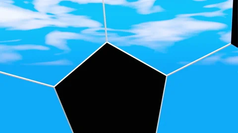 Black pentagon network roller with blue sky cloud background. Stock Footage 151468609