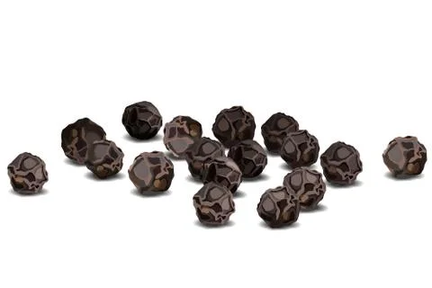 Black pepper close up realistic vector illustration Illustrazione stock