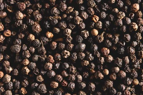 Black pepper close-up top view Stock Photos