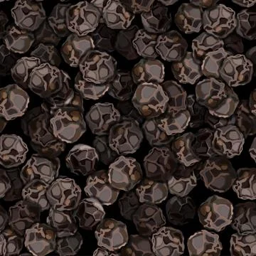 Black pepper closeup vector illustration seamless pattern Stock Illustration