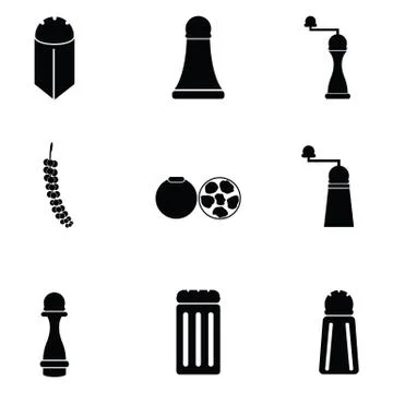Black pepper icon set Stock Illustration