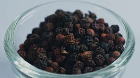 Black pepper or kali mirch in small glass bowl, 4k, parallax shot. 스톡 동영상 297857544