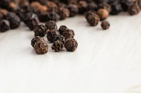 Black pepper pips close up Stock Photos