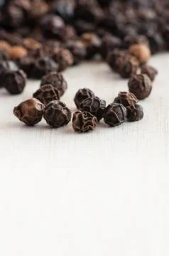 Black pepper pips close up Stock Photos