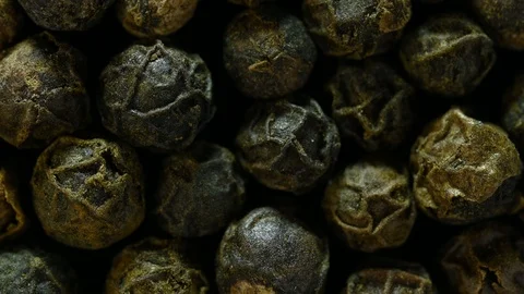 Black pepper spins on table top view Stock Footage 120685742