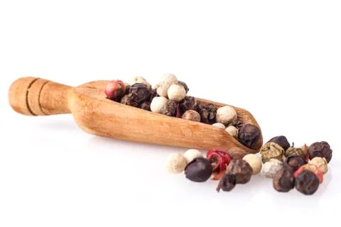 Black Pepper on Spoon Stock Photos