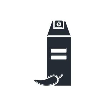 Black Pepper spray icon isolated on white background. OC gas. Capsicum self.. Stock Illustration