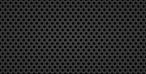 Black perforated metal sheet texture with round holes, dark steel panel bac.. Stock Illustration