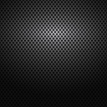Black perforated metal texture with circular holes and dramatic central light Stock Illustration