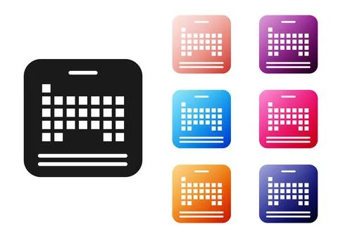 Black Periodic table of the elements icon isolated on white background. Set Stock Illustration