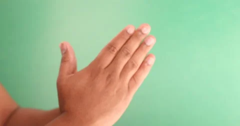Black person making prayer hands on green screen Stock Footage 133476030