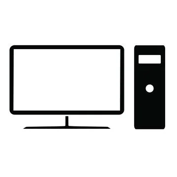 Black Personal Computer Solid Color on White Background Icon イラスト素材