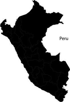 Black peru map Stock Illustration