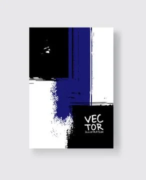 Black Phantom Blue ink brush stroke on white background. Minimalistic style. Stock Illustration