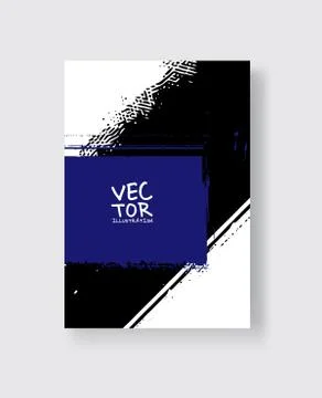Black Phantom Blue ink brush stroke on white background. Minimalistic style. Stock Illustration
