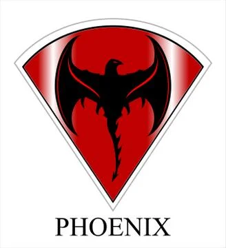 Black Phoenix with the Axe Wings over the red diamond Stock Illustration