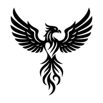 Black Phoenix Tribal Tattoo Vector Logo Template Stock Illustration