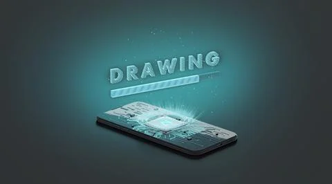 Black phone artificial intelligence drawing neural chip mockup, dark backgrou 写真素材