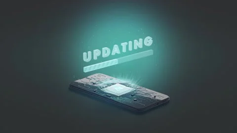 Black phone artificial intelligence hologram updating process, looped switch, 4k Stock Footage 247449668