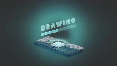 Black phone artificial intelligence hologram drawing process, looped switch, 4k Stock Footage 250030206