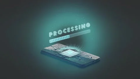 Black phone artificial intelligence hologram processing, looped switch, 4k Stock Footage 251562456