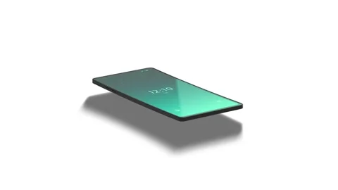 Black phone bend flip display screensaver mockup, looped switch, 4k Stock Footage 239353038