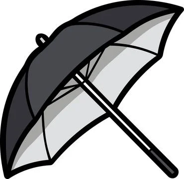 Black photographic studio umbrella light reflector icon Иллюстрация