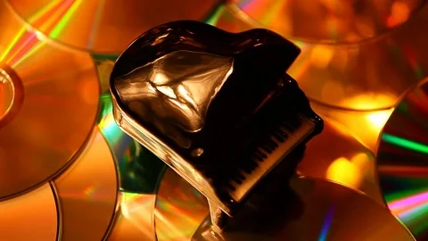 Black Piano cd disk hd footage Stock Footage 95443539