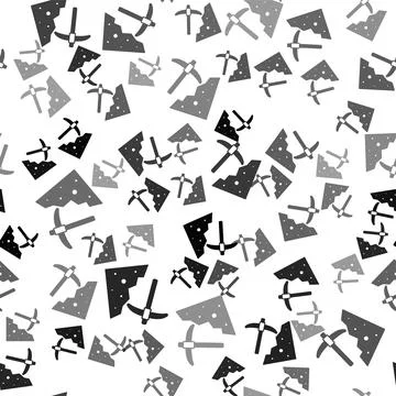 Black Pickaxe icon isolated seamless pattern on white background. Vector 스톡 일러스트