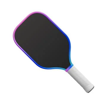 Black Pickleball Paddle, 3d Vector Illustration. Pickleball Paddle Icon with Stock Illustration