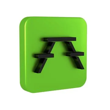 Black Picnic table with benches on either side of the table icon isolated o.. Stock Illustration
