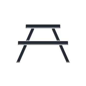 Black Picnic table with benches on either side of the table icon isolated o.. Stock Illustration