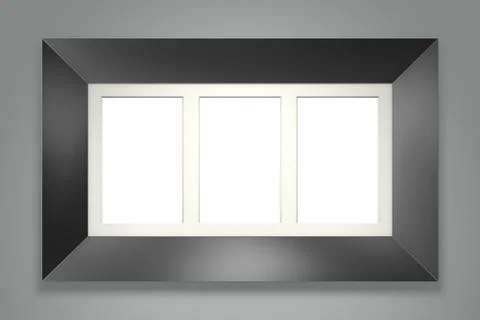 Black picture frame on gray wall Stock Illustration