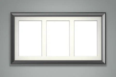 Black picture frame on gray wall Stock Illustration