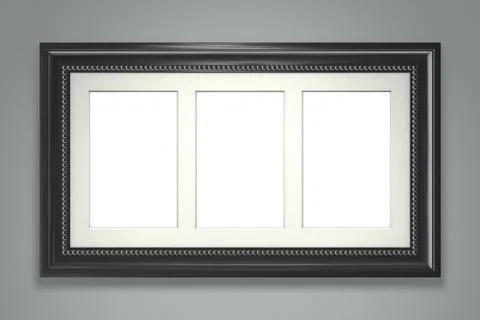 Black picture frame on gray wall Stock Illustration