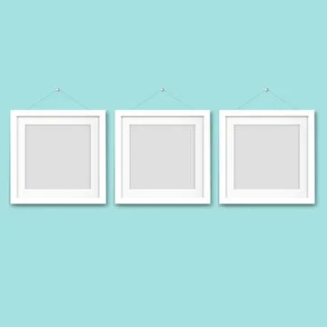 Black Picture Frame Set Mint Background Stock Illustration