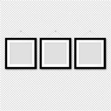 Black Picture Frame Set transparent background Stock Illustration