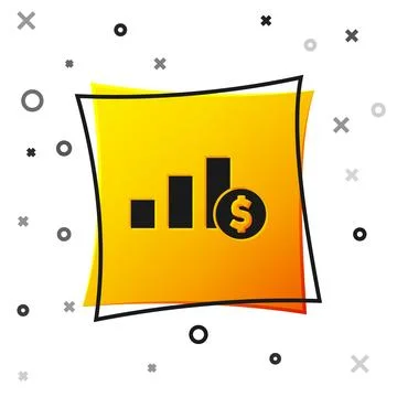 Black Pie chart infographic and dollar symbol icon isolated on white backgrou Stock Illustration