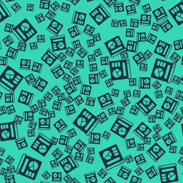 Black Pie chart infographic icon isolated seamless pattern on green backgroun Illustrazione stock