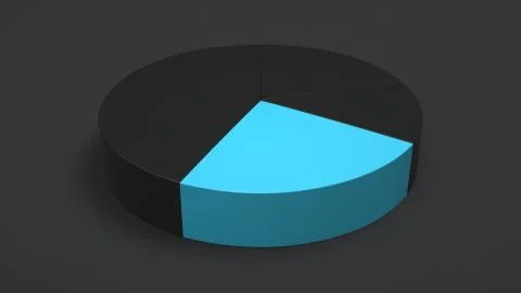 Black pie chart with one blue sector Stock Illustration